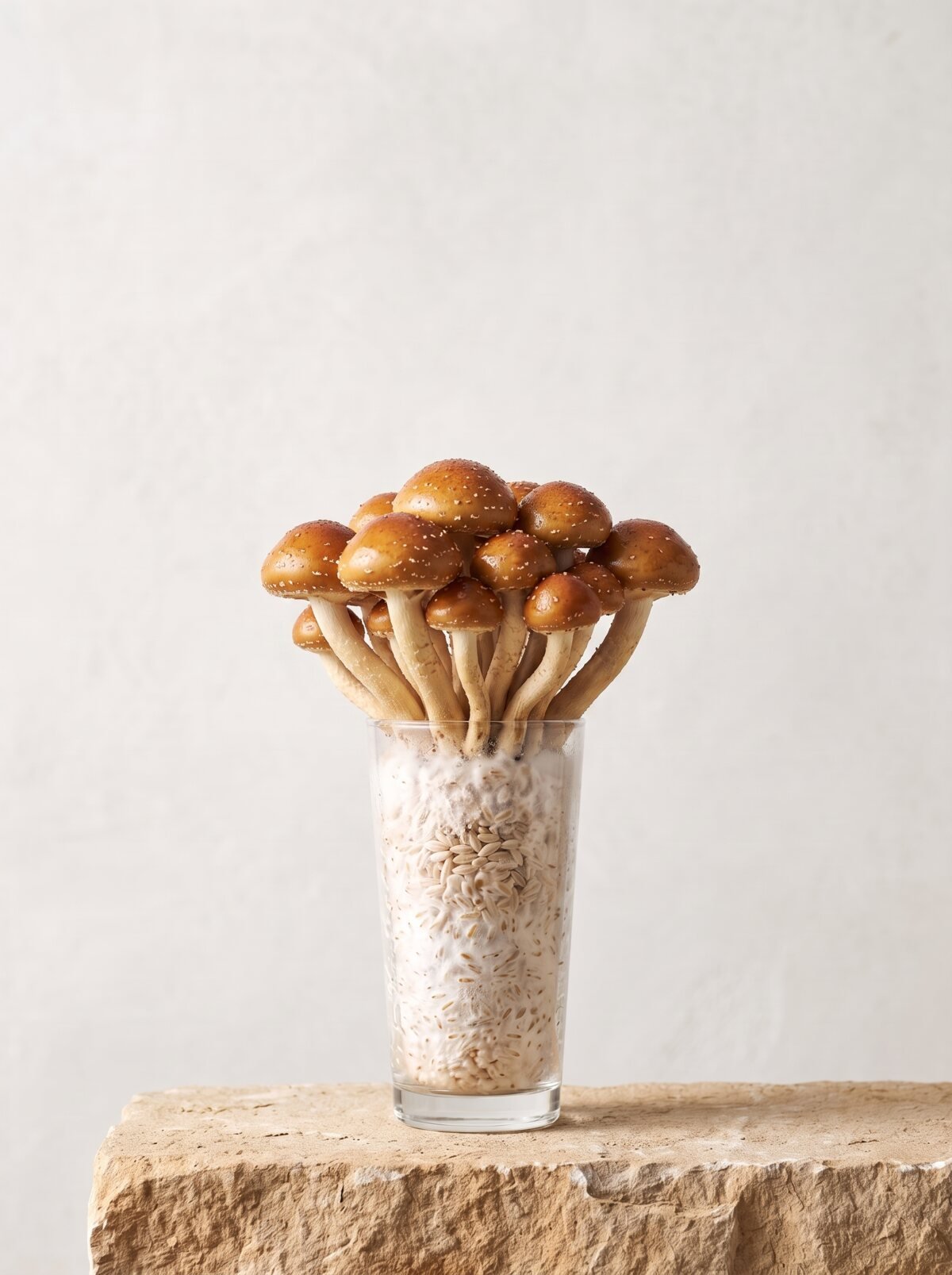 Chestnut growing from a long-drink glass